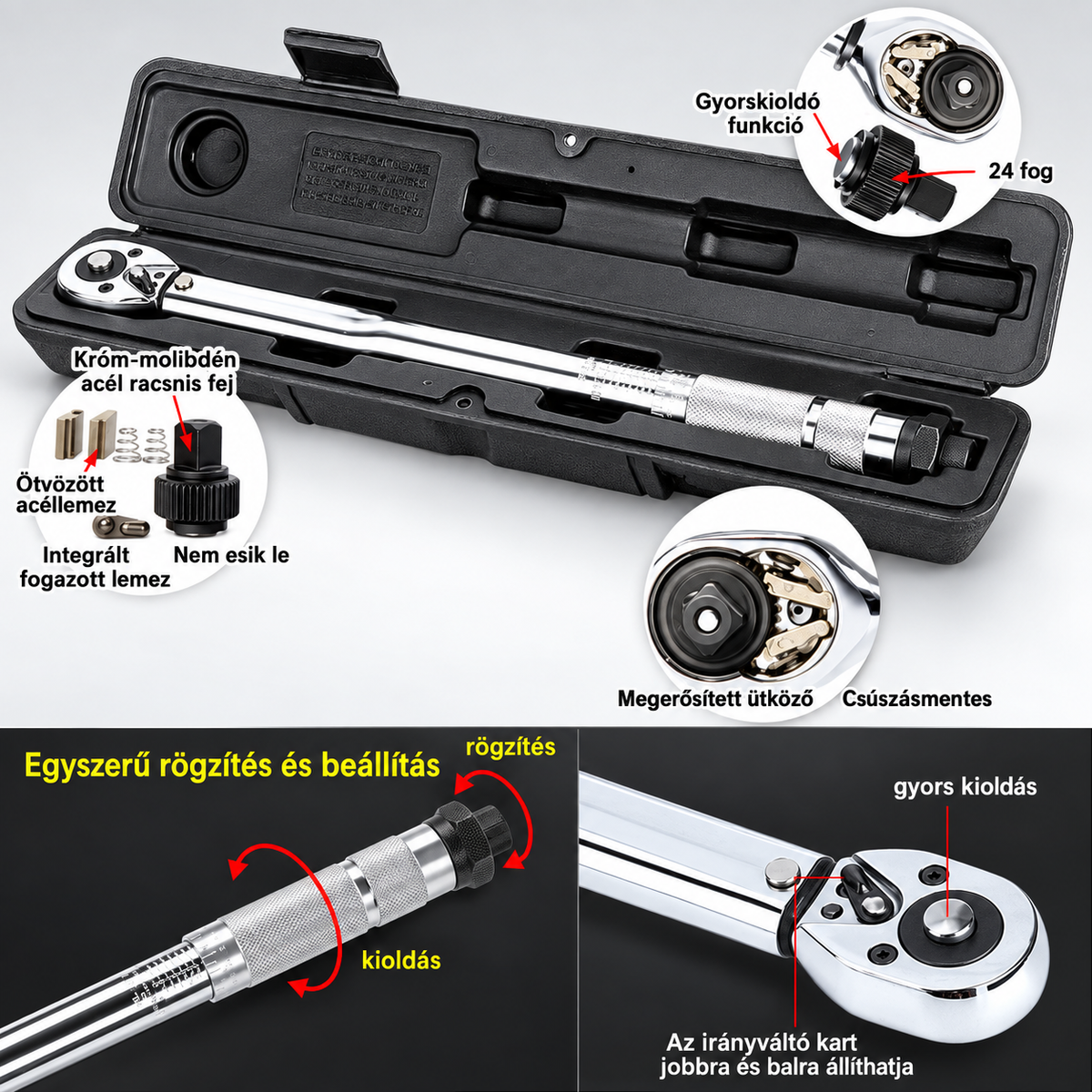 HITMAN HA-2158 állítható nyomatékkulcs 3/8" – 19–110 Nm