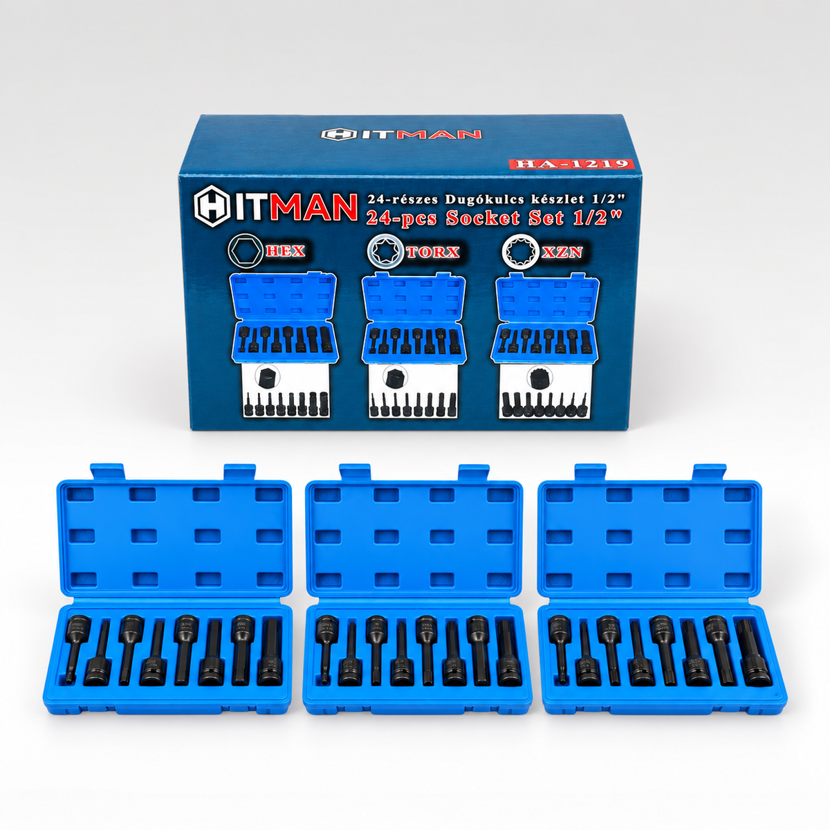Hitman HA-1219 24 részes dugókulcs készlet – HEX, TORX, XZN