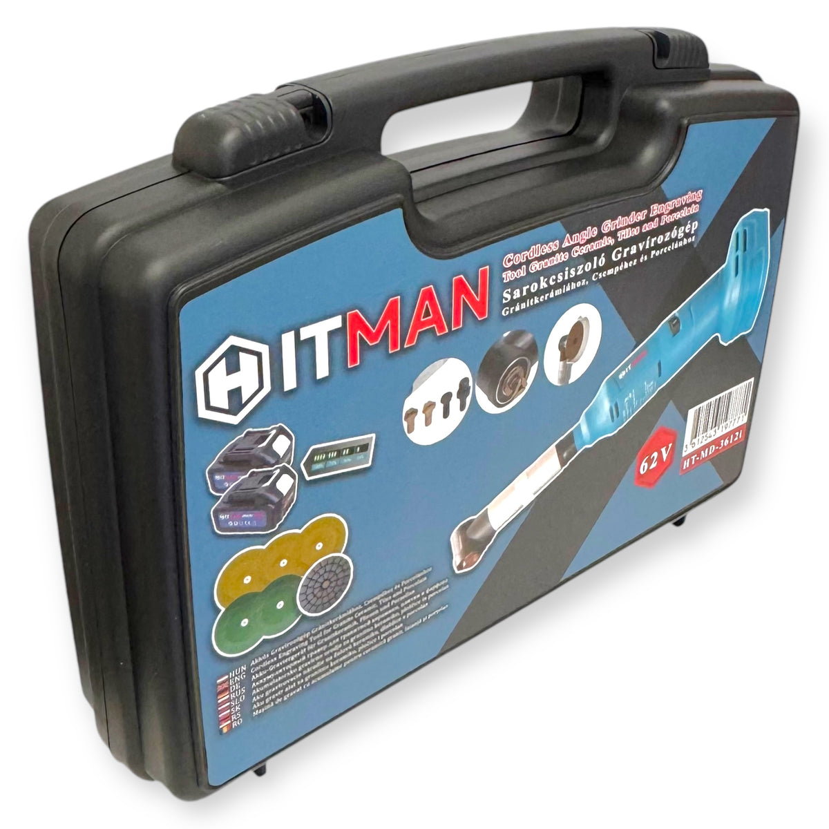Hitman HT-MD-3612i Akkus Sarokcsiszoló és Gravírozógép 62V, Gránit-Csempe-Porcelán