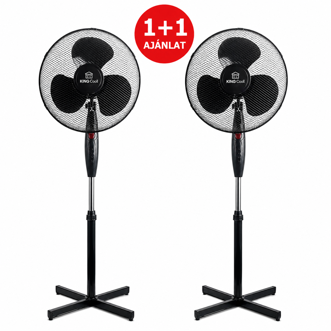 1+1 Kingcool fekete állóventilátor 40 W 40 cm