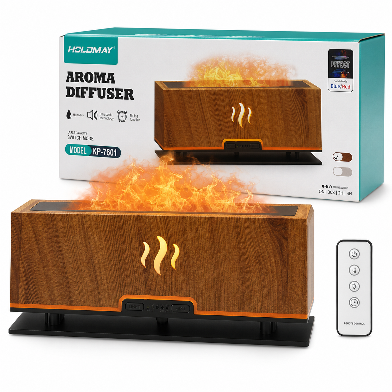 Holdmay KP-7601 fa hatású aroma diffúzor és párásító, lánghatással és időzítővel
