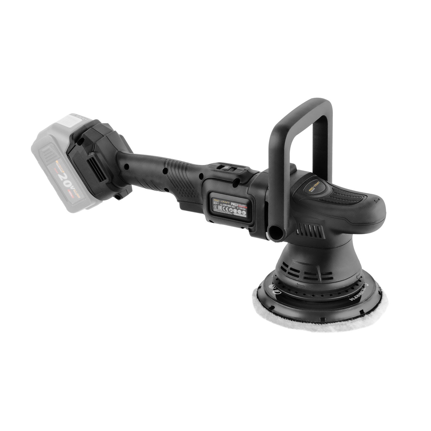 Procraft Akkus Polírozó 20V Akku és Töltő Nélkül PM22bb