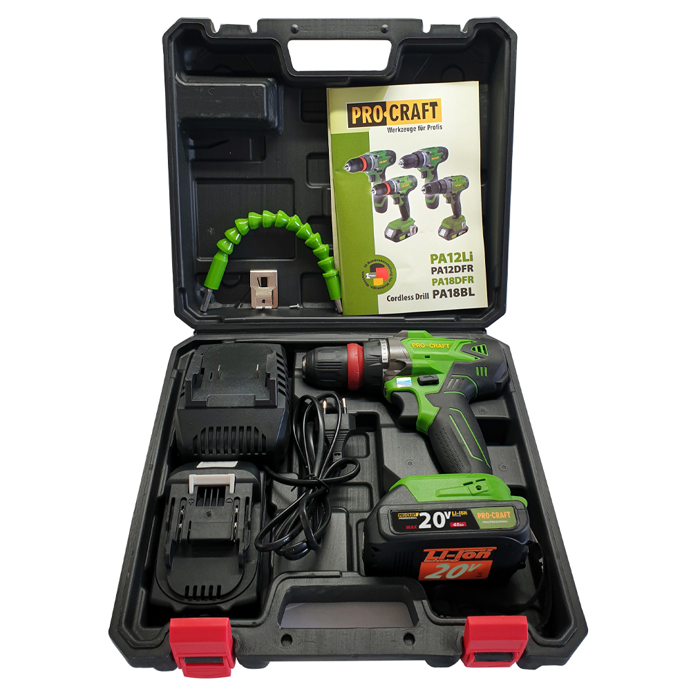 ProCraft Akkus Fúró-Csavarozó 20V 2×2.0Ah Kofferrel PA18DFR