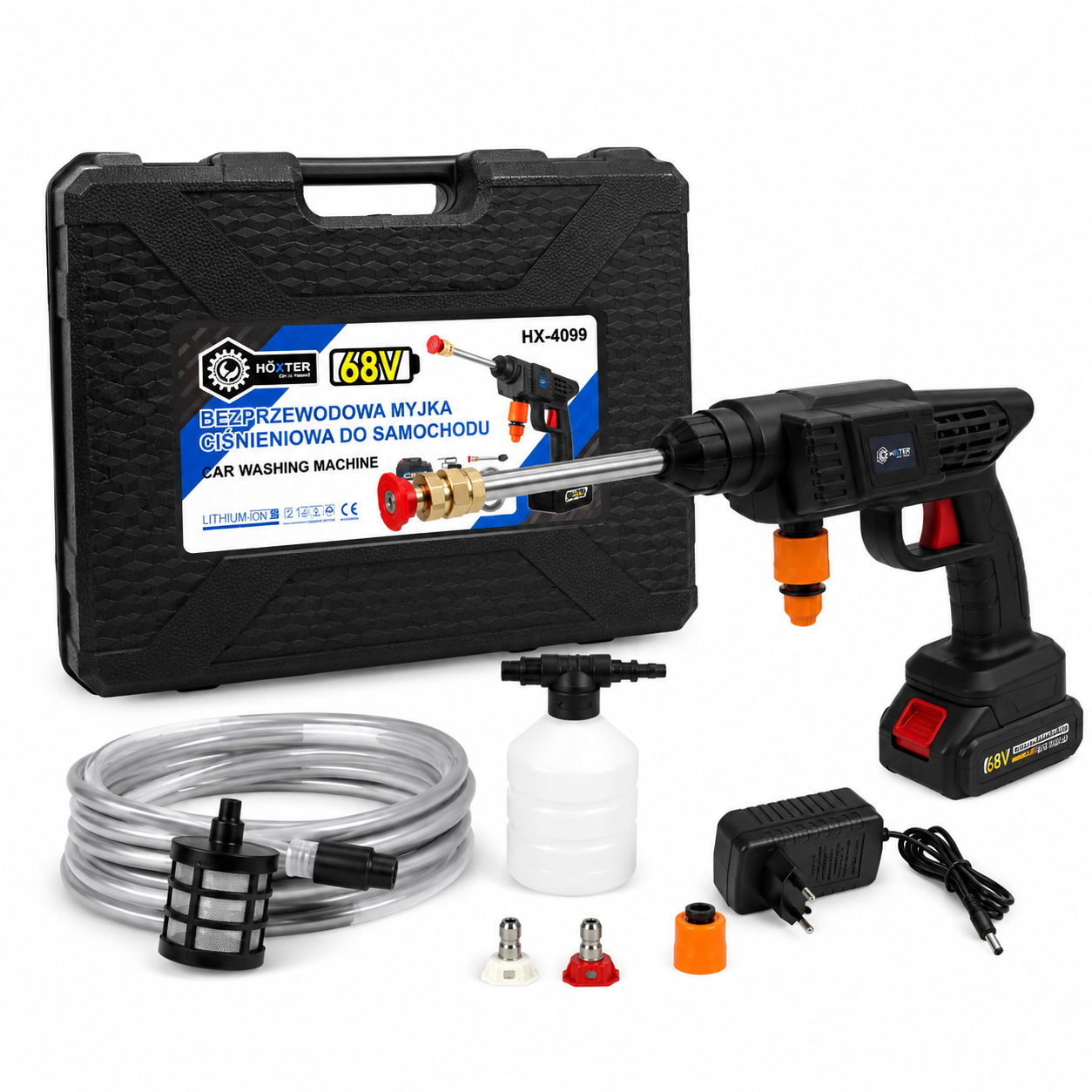 Höxter™ Akkumulátoros Magasnyomású Mosó 68V Kofferben HX-4099