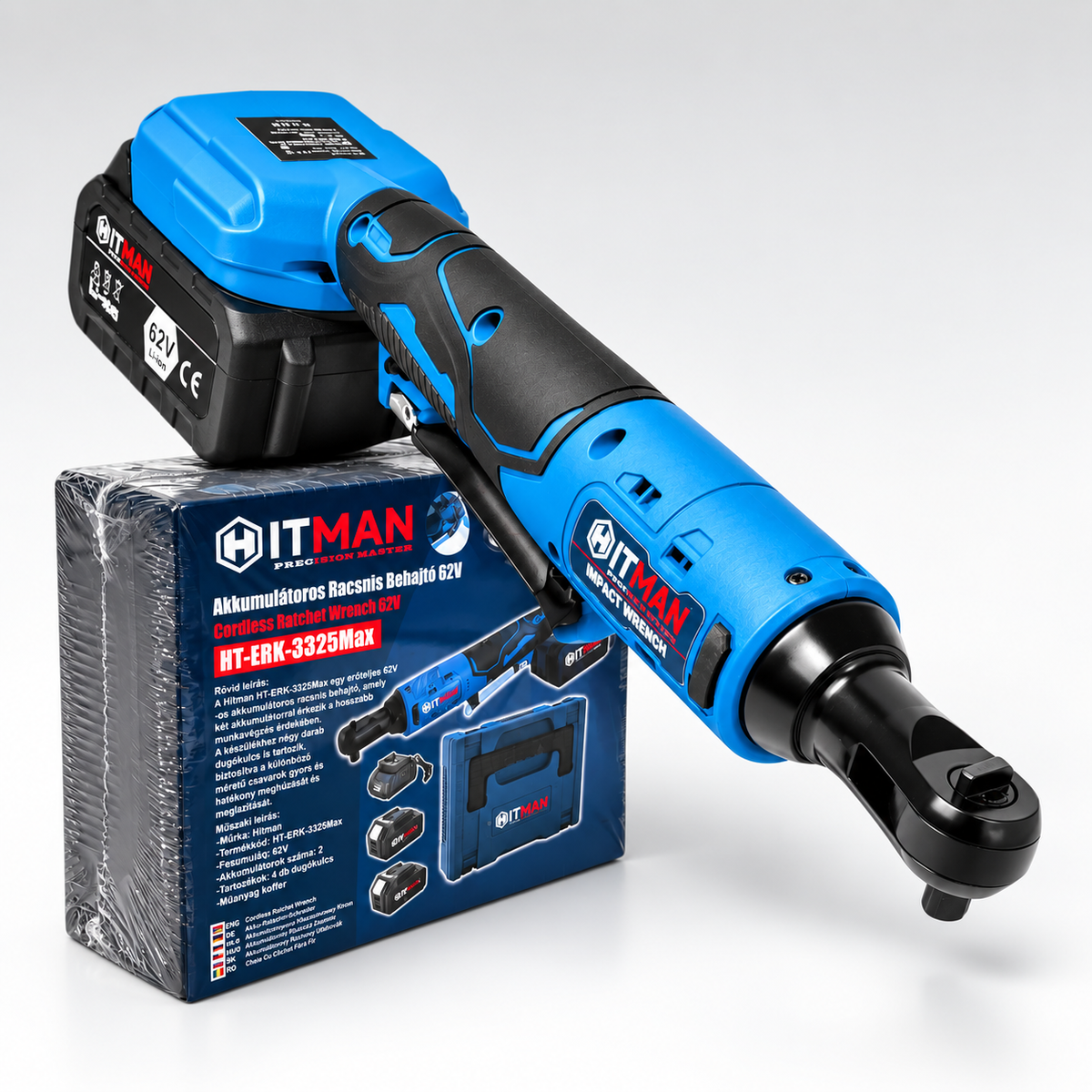 HITMAN HT-ERK-3325Max akkumulátoros racsnis kulcs 97,5 Nm – 6 db dugókulccsal