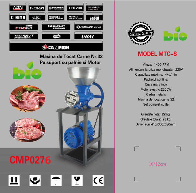 BIO Professional CMP0275 elektromos húsdaráló 32-es – motorral és állvánnyal