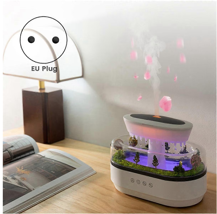 RainDrop Aroma Diffuser – aromaterápiás párásító esőeffekttel és LED világítással