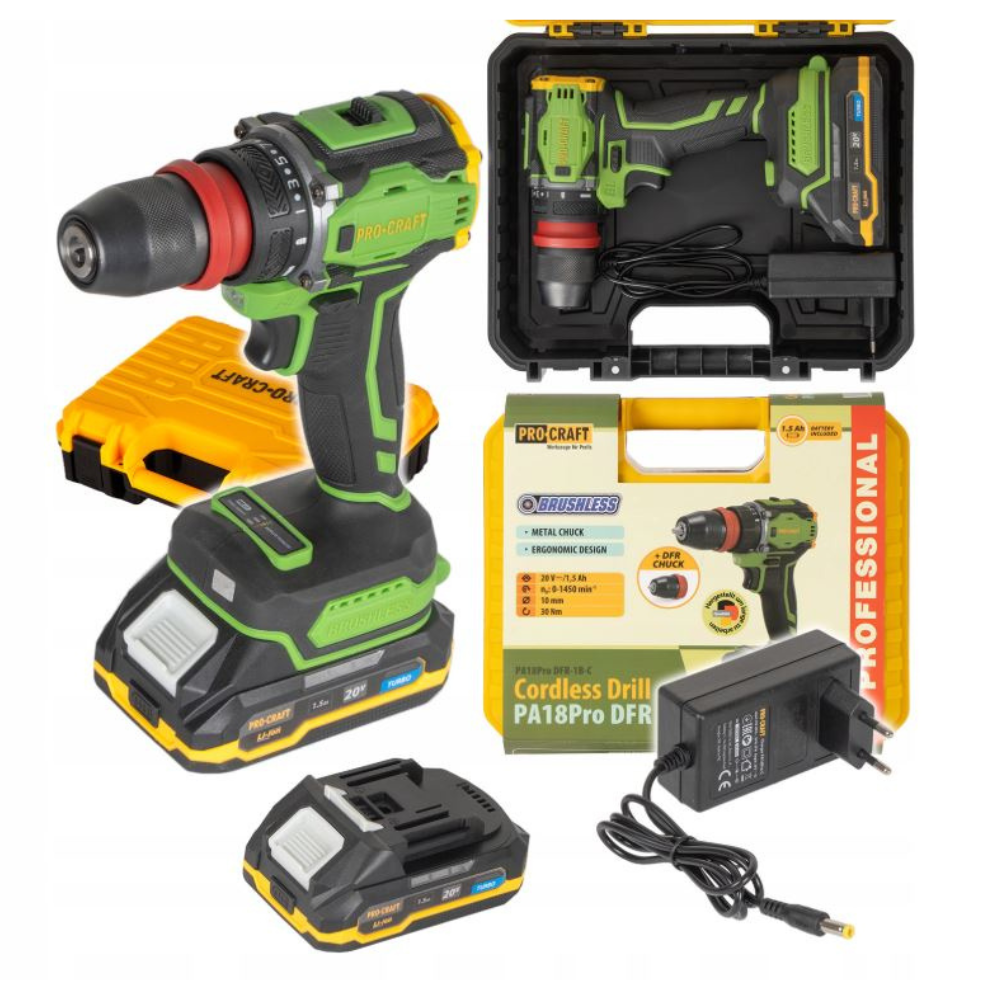 PROCRAFT akkumulátoros fúrócsavarozó PA18Pro DFR