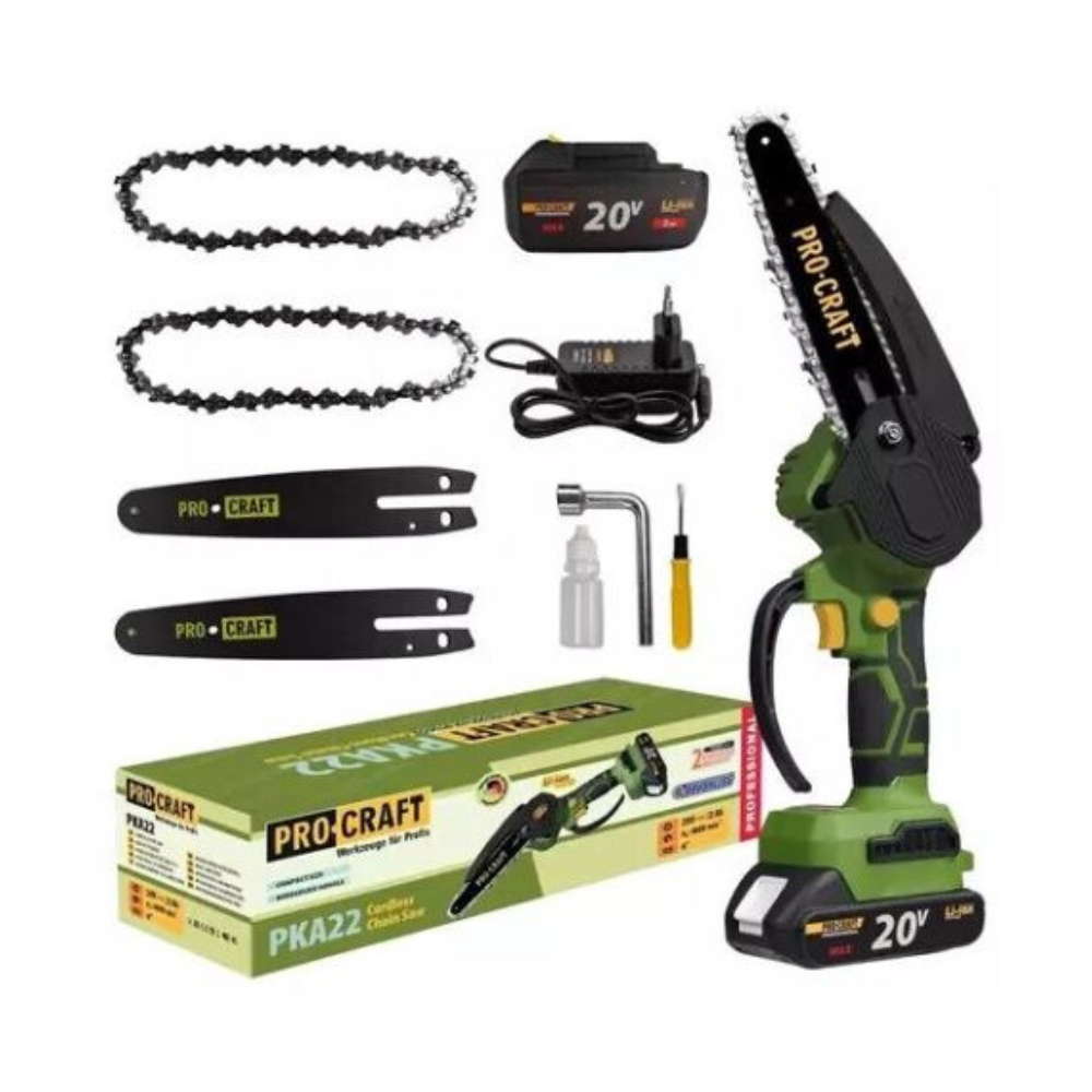 Procraft Akkus Mini Láncfűrész 20V 6" 2 Lánccal PKA22