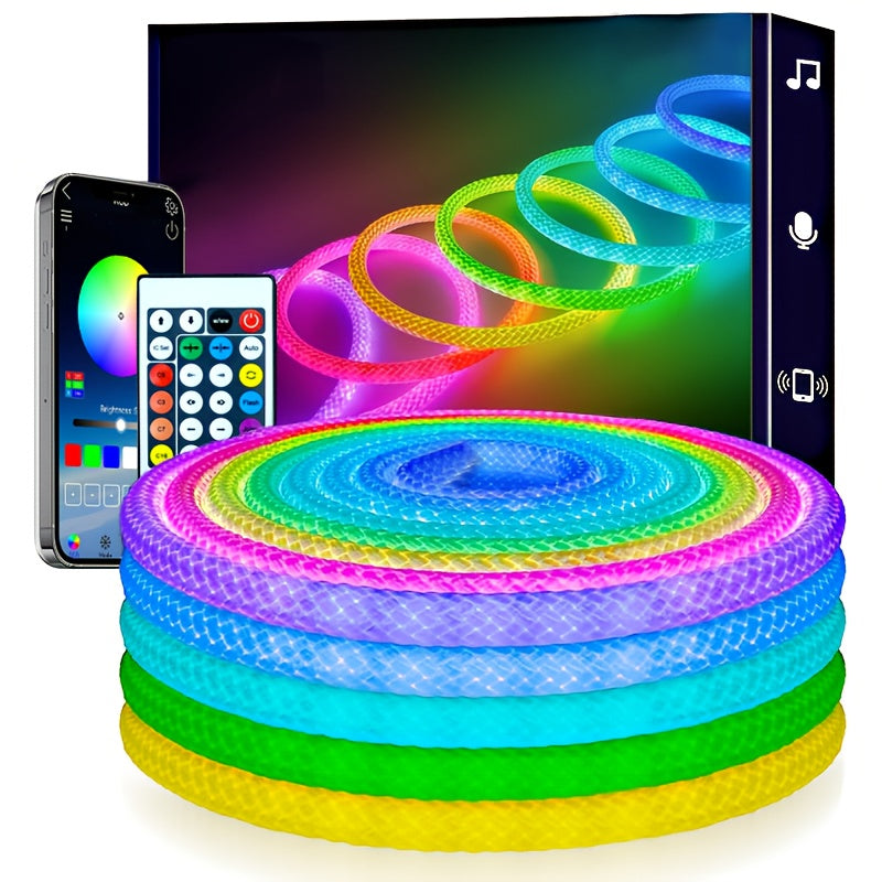 Textil Neon RGB-IC LED Szalag 5M – Okos Hangulatvilágítás App Vezérléssel