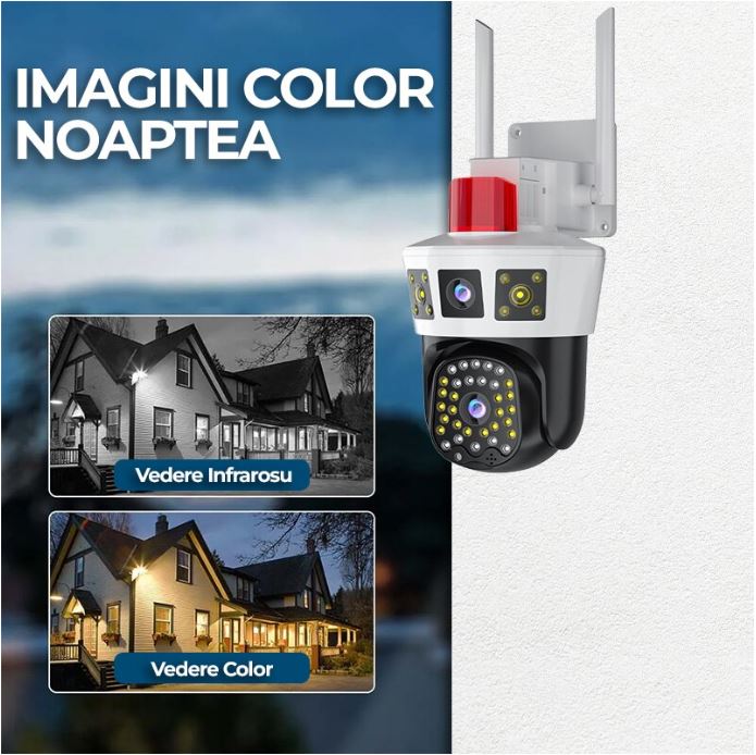 Háromkamerás WiFi Smart Kamera V360 Pro – 360° PTZ, 4G/WiFi, AI Emberérzékelés