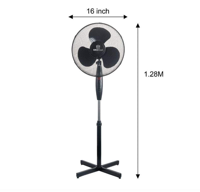 Kingcool fekete állóventilátor 40 W 40 cm