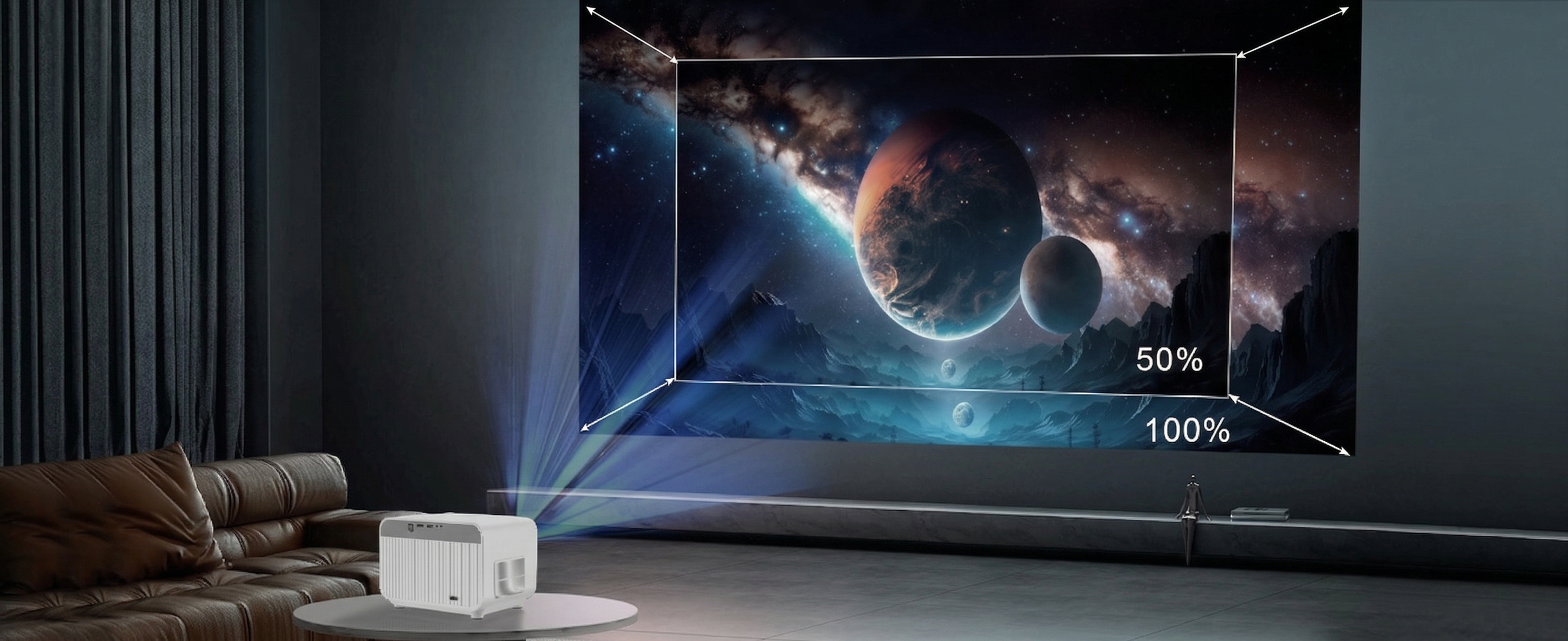 FunFlix Okos Projektor 1080P, 4K Támogatással, Android TV, WiFi 6 és Bluetooth 5.2 A1