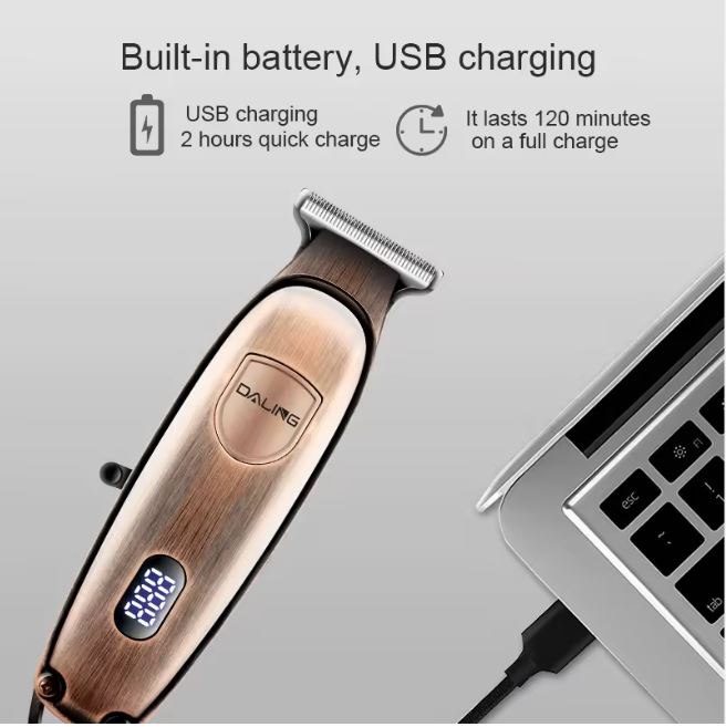 DALING DL-1212 Professzionális Hajvágó és Trimmelő – USB Tölthető, LED Kijelzővel