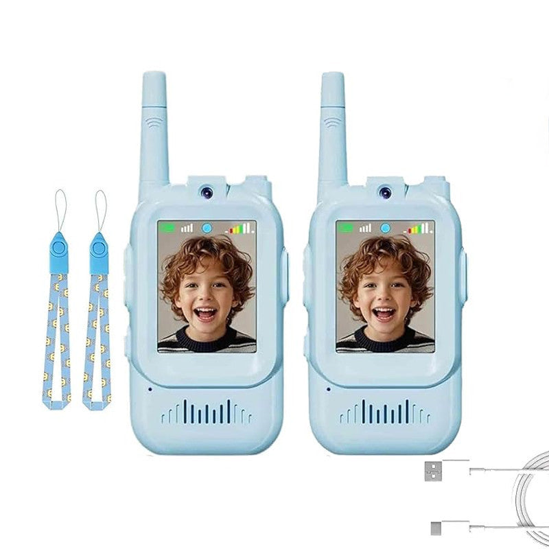 Videós walkie-talkie HD kamerával és hangváltó funkcióval, akár 400 méteres hatótáv, kék