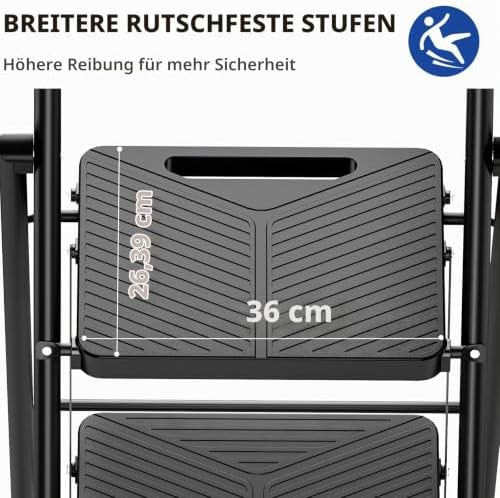 KINGRACK 3 fokos összecsukható létra, fekete, biztonsági retesszel