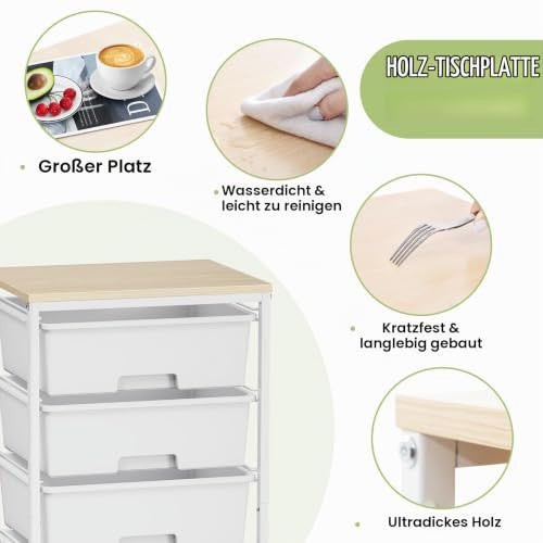 KINGRACK gurulós tárolókocsi 6 fiókkal, fehér