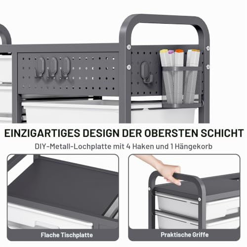 KINGRACK gurulós tárolókocsi 14 fiókkal, szürke