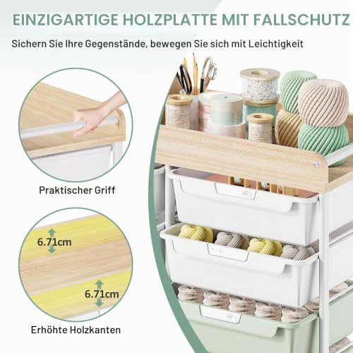 KINGRACK gurulós tárolókocsi 10 fiókkal, zöld