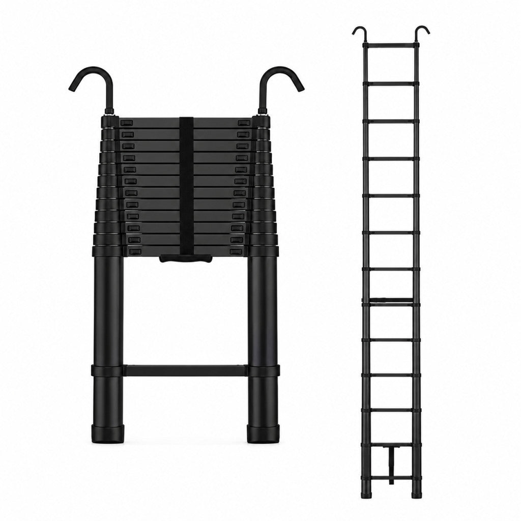STANEW 5 m teleszkópos alumínium létra, összecsukható, 150 kg teherbírás - fekete