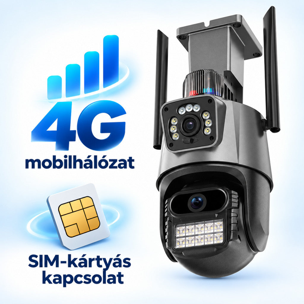 Titan 360° 8 MP 4K 4G SIM-kártyás kültéri PTZ biztonsági kamera – iCSee, IP66