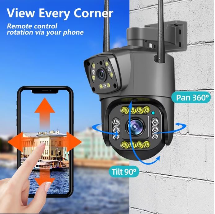 V380 PRO Kültéri WiFi Térfigyelő Kamera – Full HD 1080p, 360° PTZ, AI Mozgásérzékelés