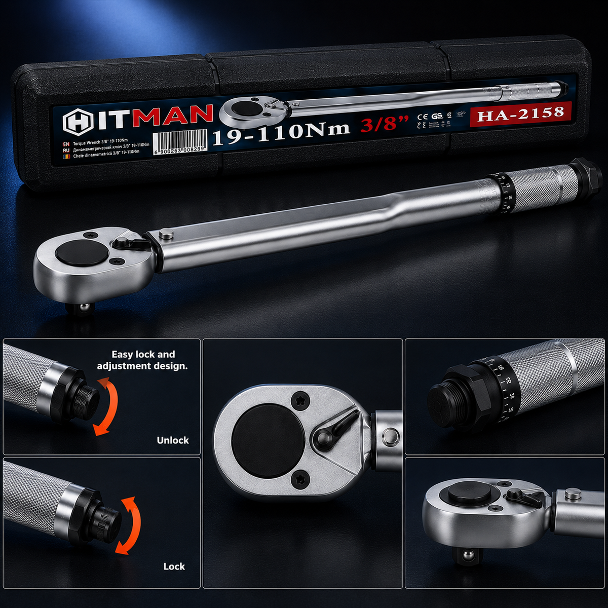 HITMAN HA-2158 állítható nyomatékkulcs 3/8" – 19–110 Nm