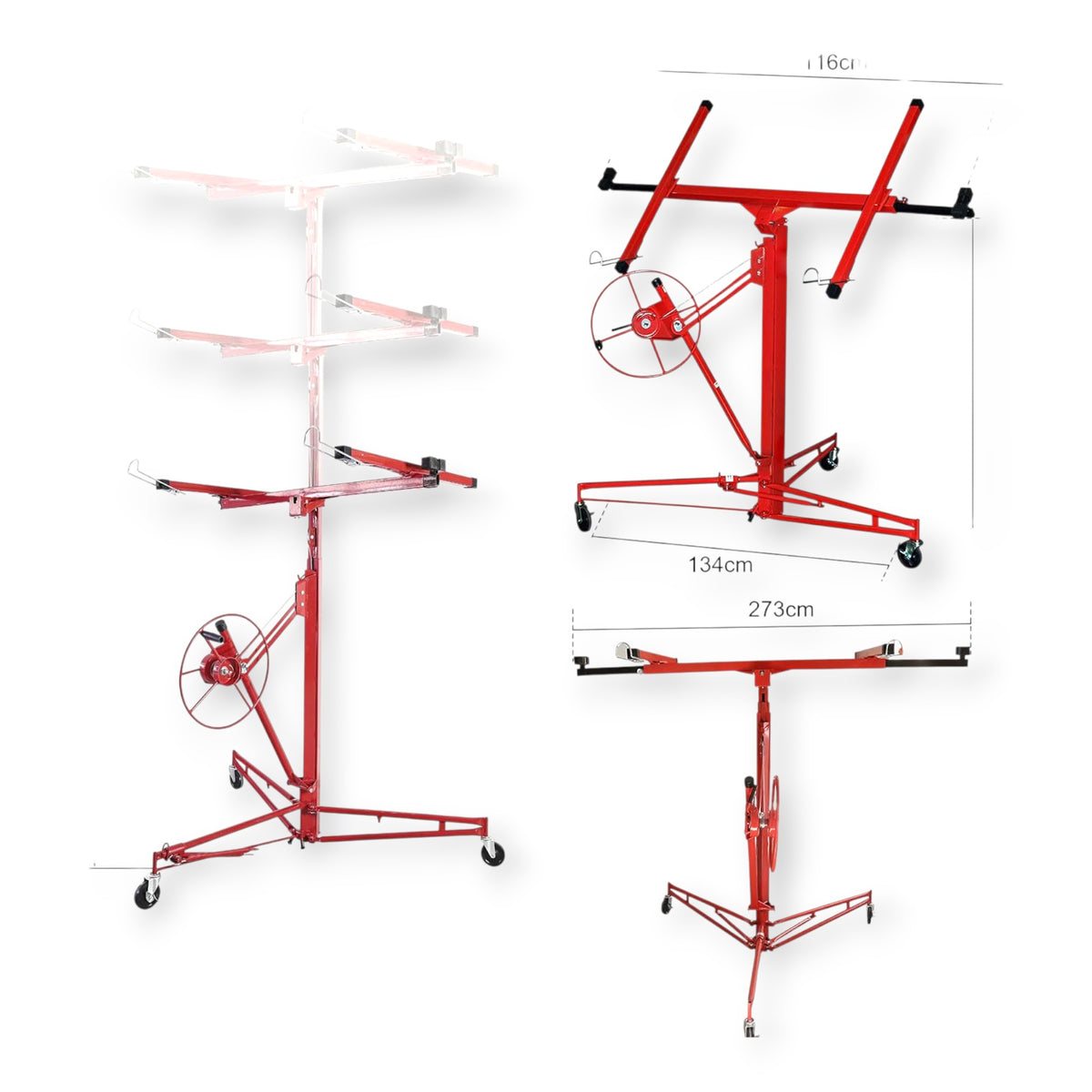 KrafTech HM6764 Gipszkarton- és OSB-lap Emelő – 68 kg Teherbírás, 3,35 m Emelési Magasság