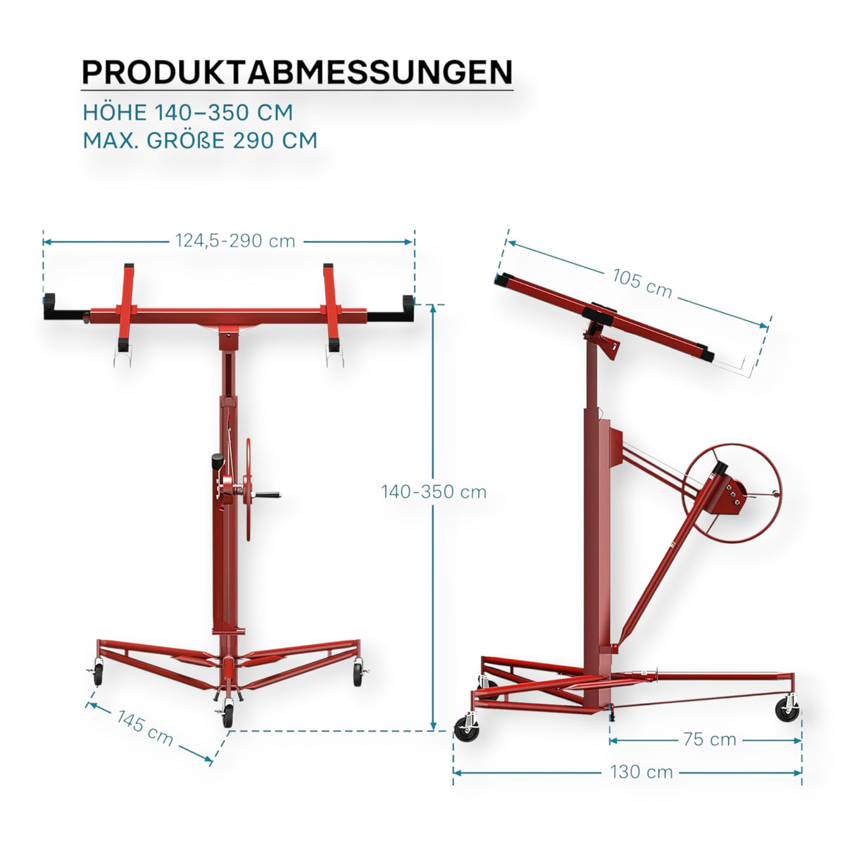 KrafTech HM6764 Gipszkarton- és OSB-lap Emelő – 68 kg Teherbírás, 3,35 m Emelési Magasság