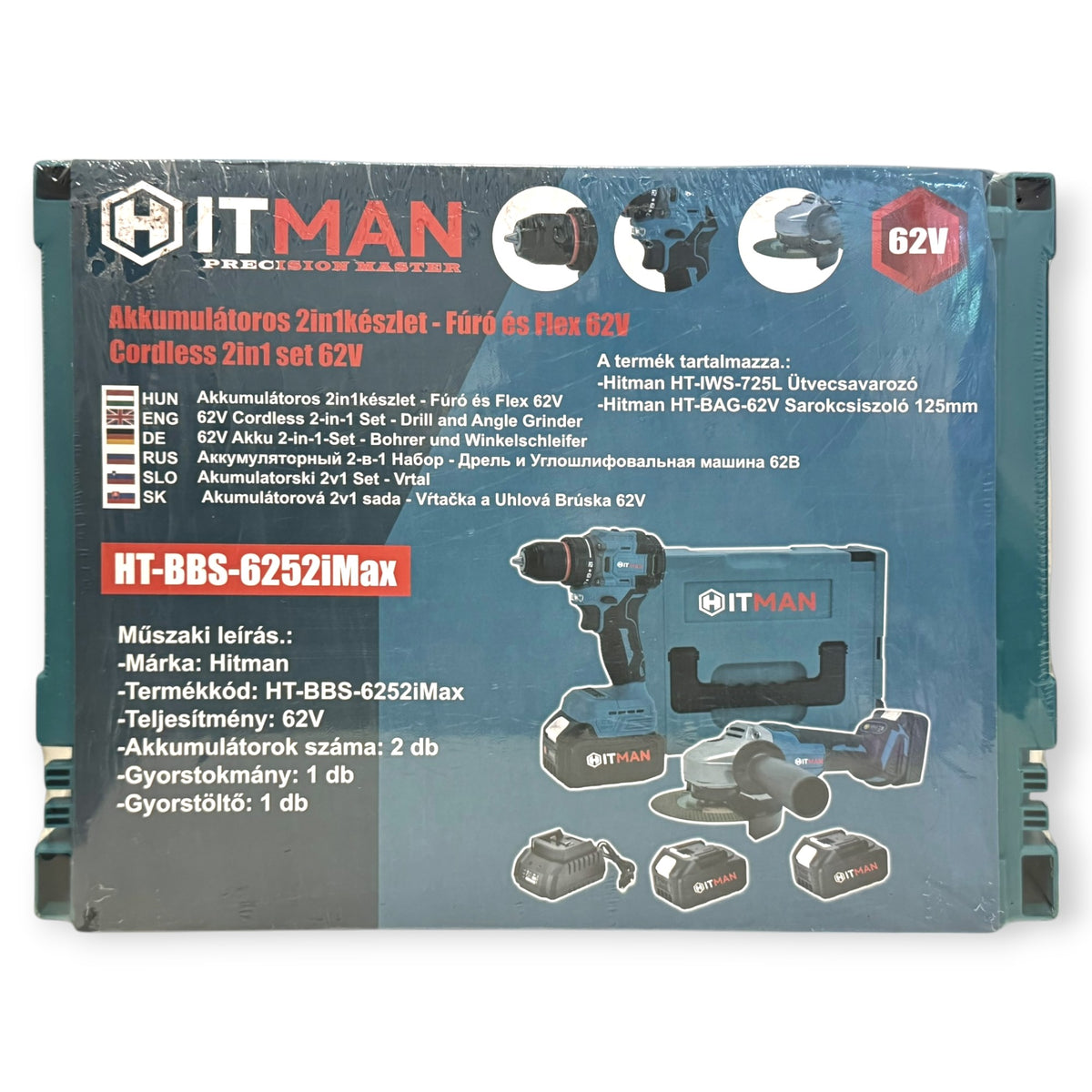 Hitman HT-BBS-6252iMax- Akkumulátoros 2 db-os készlet, 62V, fúró és sarokcsiszoló