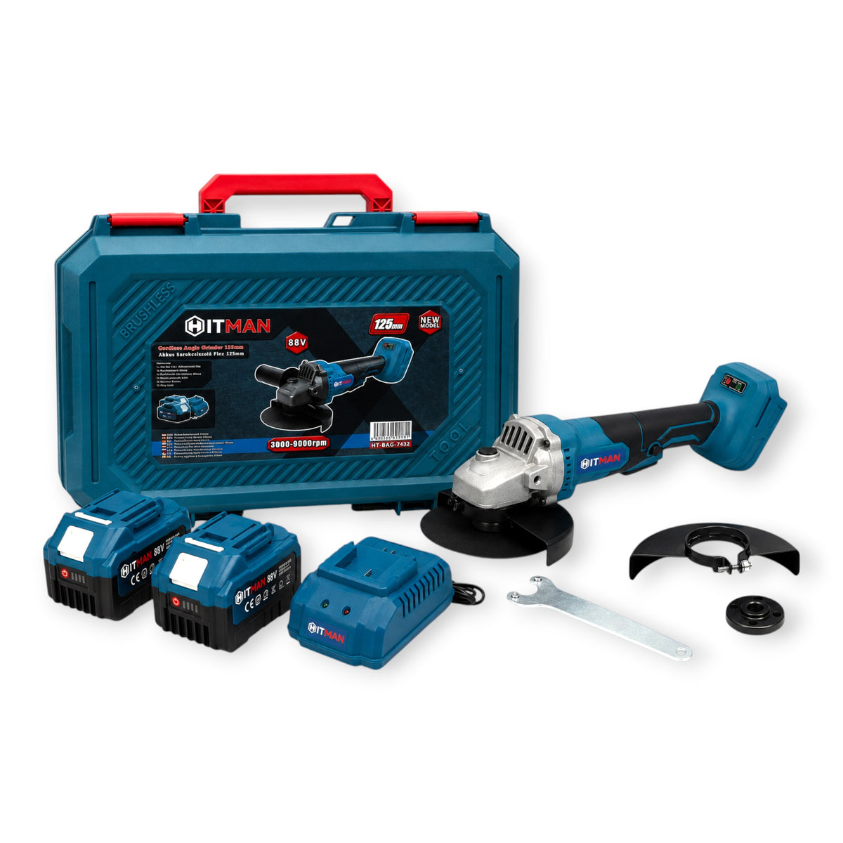 Hitman HT-BAG-7433R Akkus Sarokcsiszoló 125mm 88V 2 Akkumulátorral