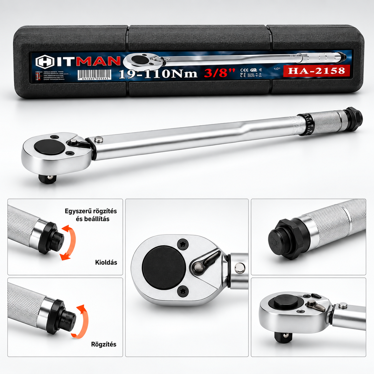HITMAN HA-2158 állítható nyomatékkulcs 3/8" – 19–110 Nm