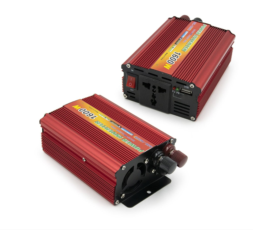Feszültségátalakító inverter autóba és napelemes rendszerhez 12V–220V 1600W