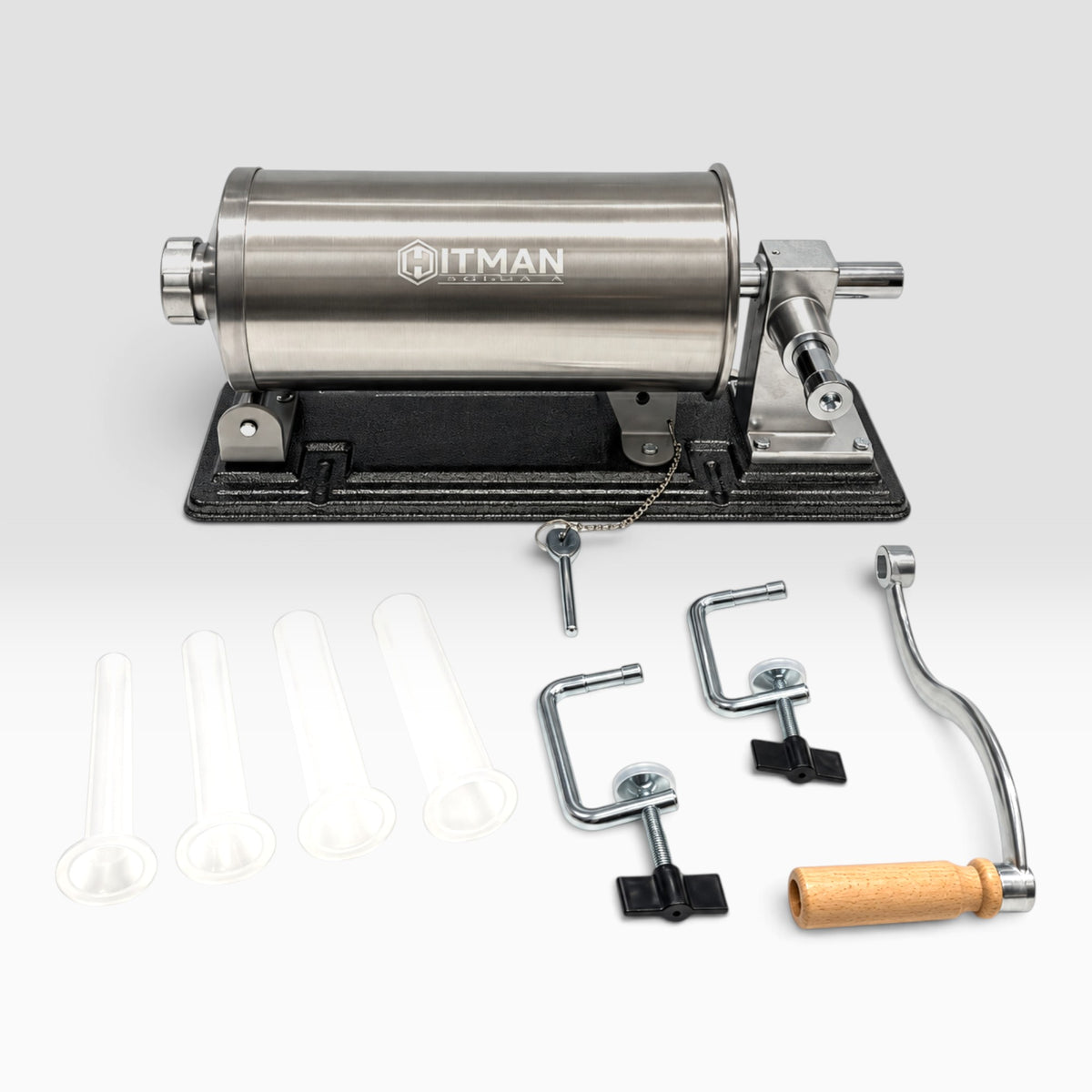 Hitman HT-HRK-3302H profi fekvő hurka- és kolbásztöltő 5,5L 4 tölcsér fémtalp