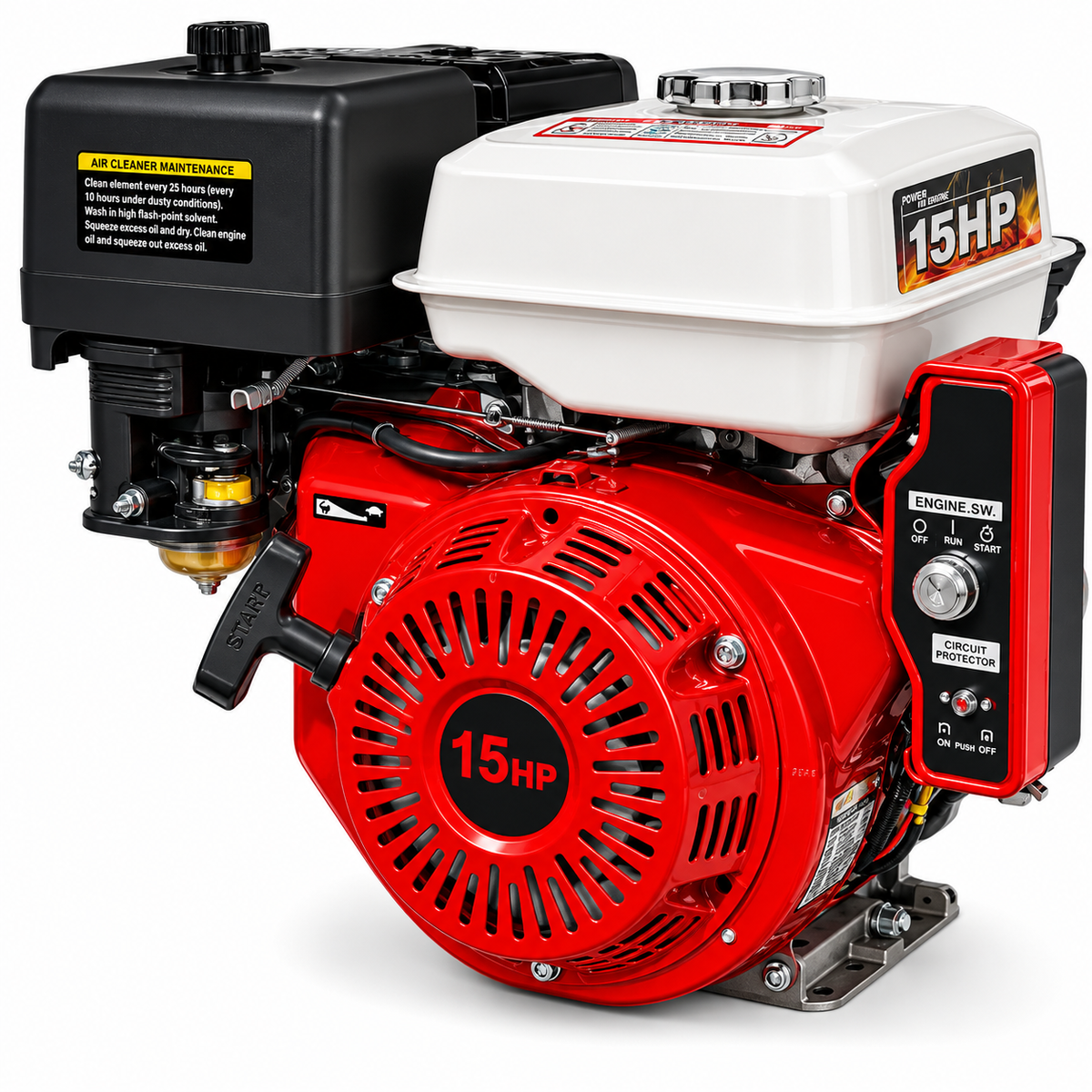 EuroStar M61.Motor.15HP – 15 LE Benzinmotor Önindítóval és Leszerelhető Ékszíjtárcsával