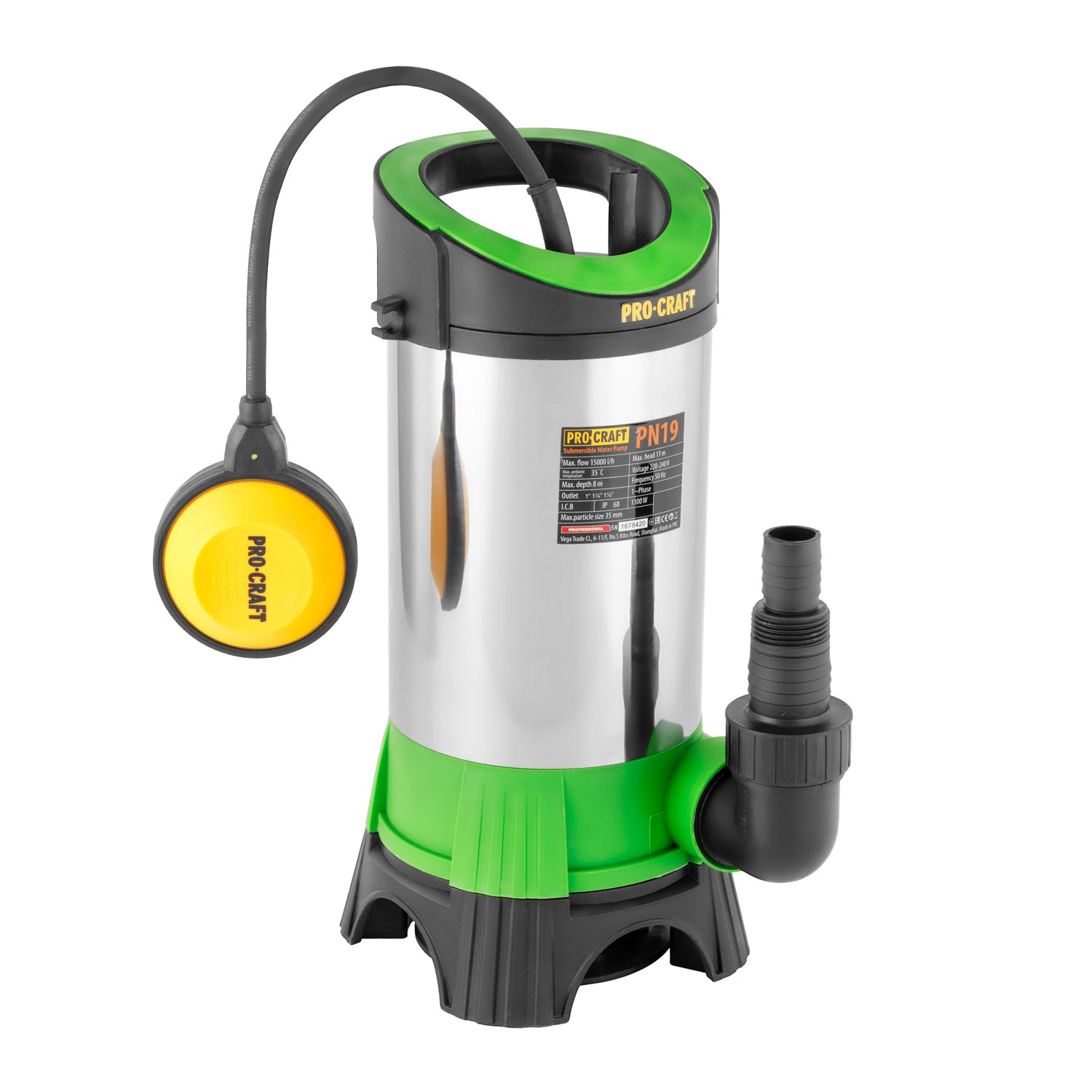 Procraft PN19 Merülőszivattyú Szennyezett Vízhez 1100W