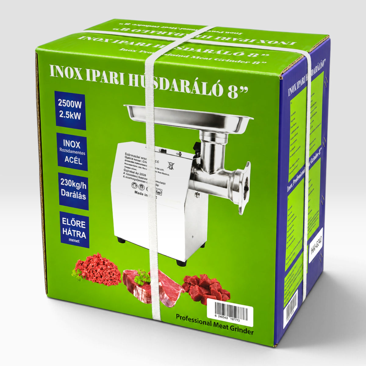 Rozsdamentes acél Inox húsdaráló 8” 2500W HM6240