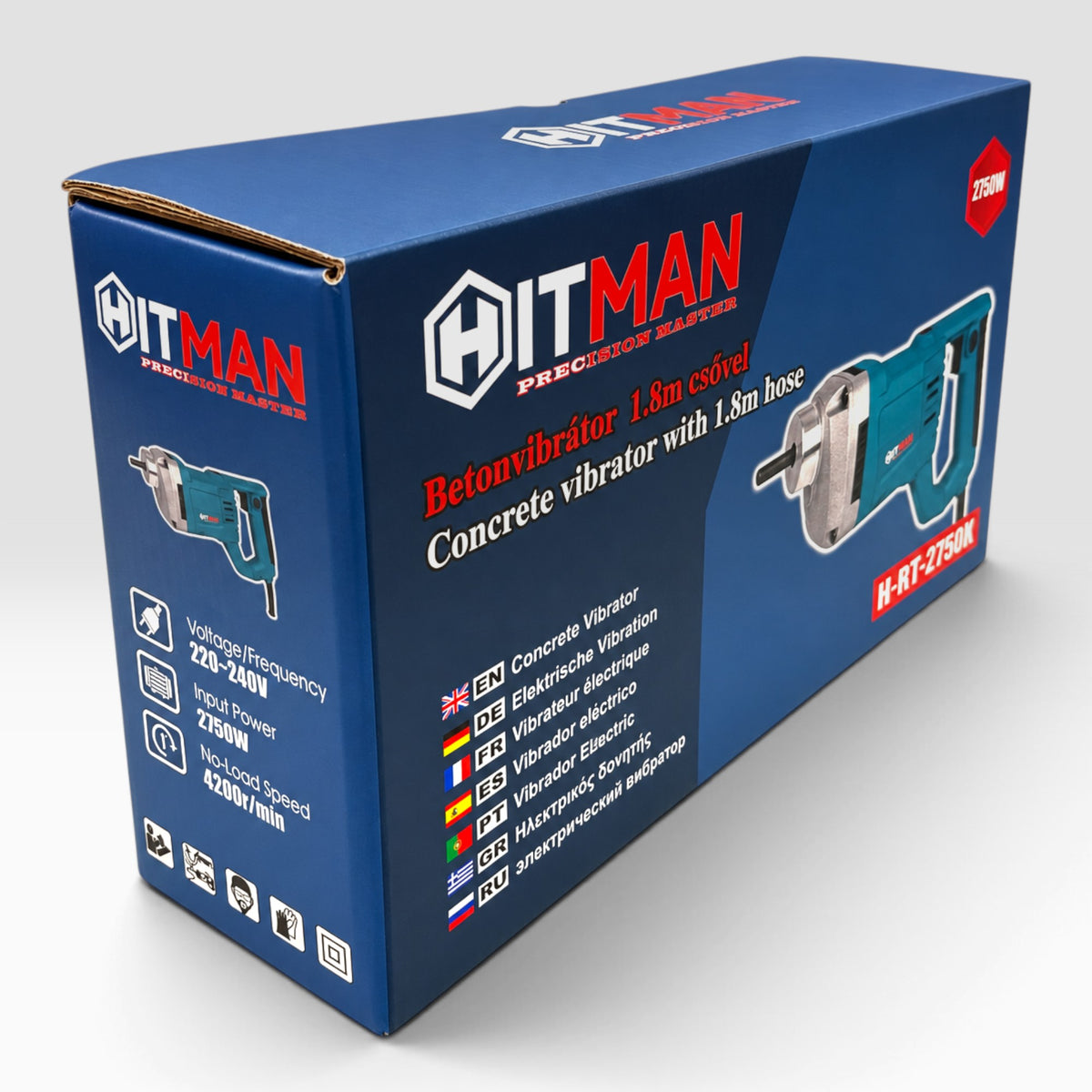 Hitman HT-BTV-2750ZX elektromos betonvibrátor 2750W, 1,8 m csővel, Ø32 mm fej