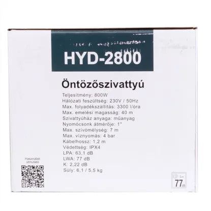 Hyundai Önfelszívó Kerti Öntözőszivattyú HYD-2800