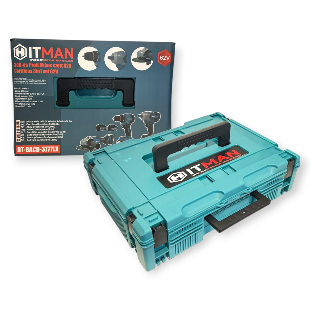 Hitman HT-BACD-3777LX 3db-os Profi Akkus Szerszámkészlet 62V rendszerrel