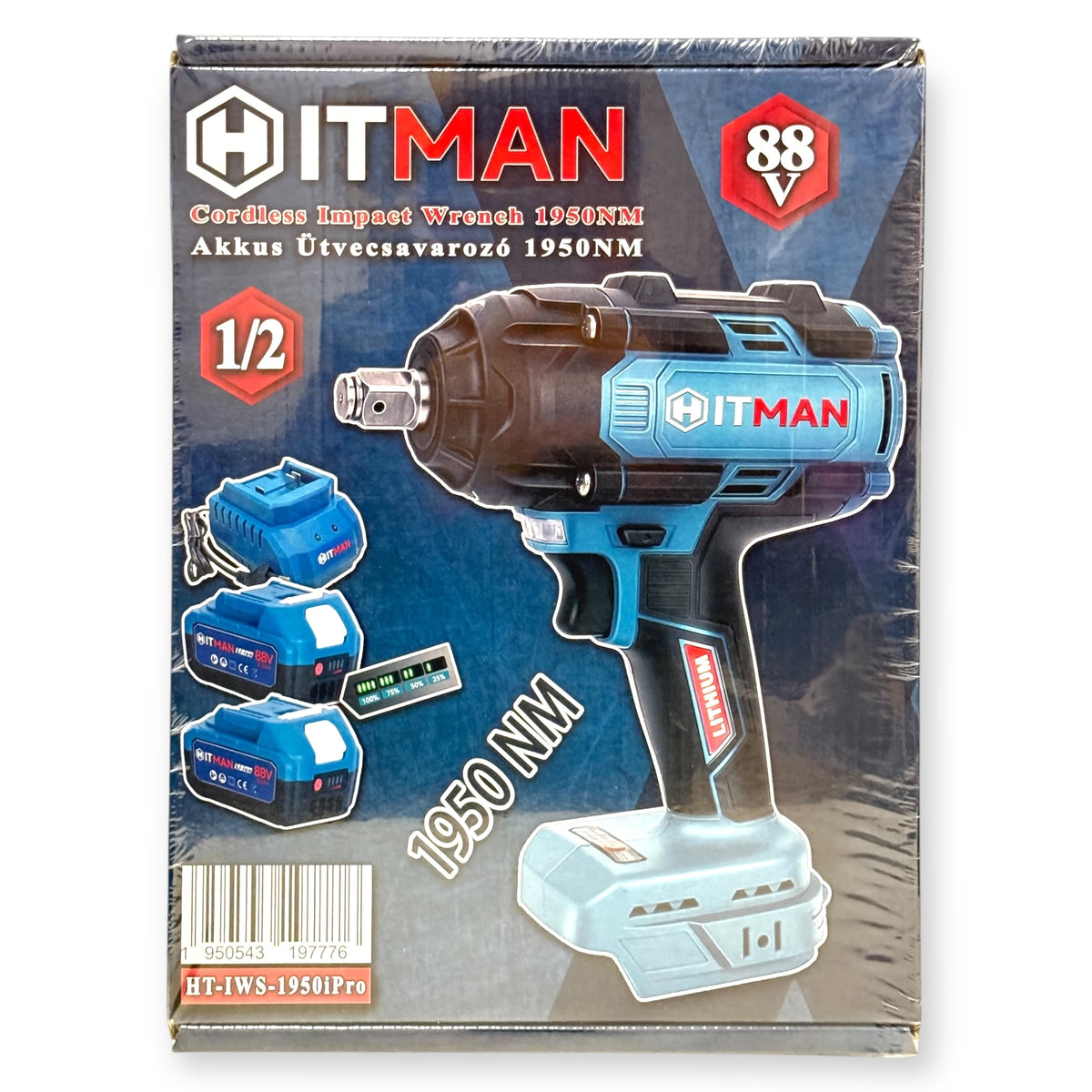 Hitman HT-IWS-1950iPro Ütvecsavarozó Kerékkulcs 1950 Nm 88V 2x Akkumulátor