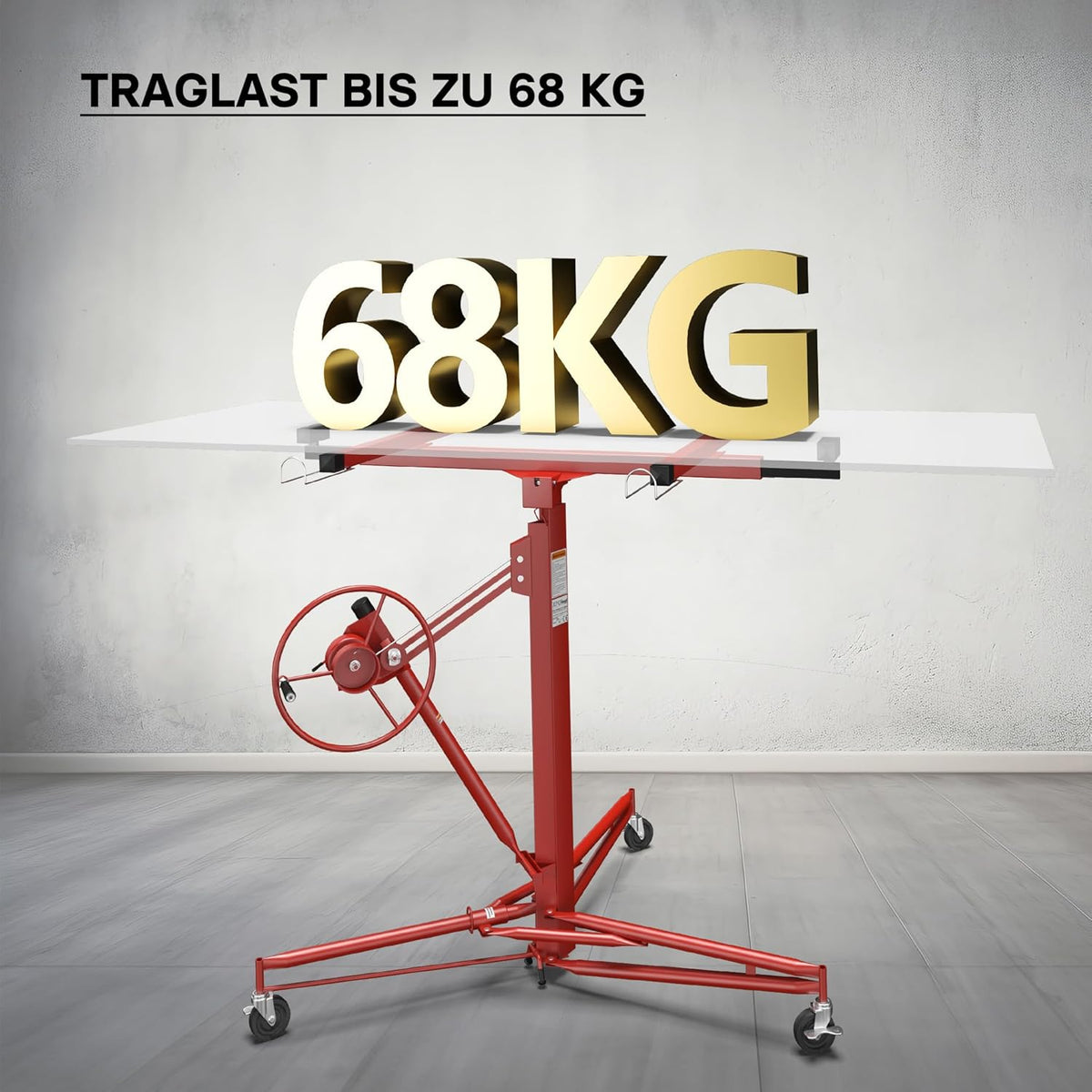 KrafTech HM6764 Gipszkarton- és OSB-lap Emelő – 68 kg Teherbírás, 3,35 m Emelési Magasság