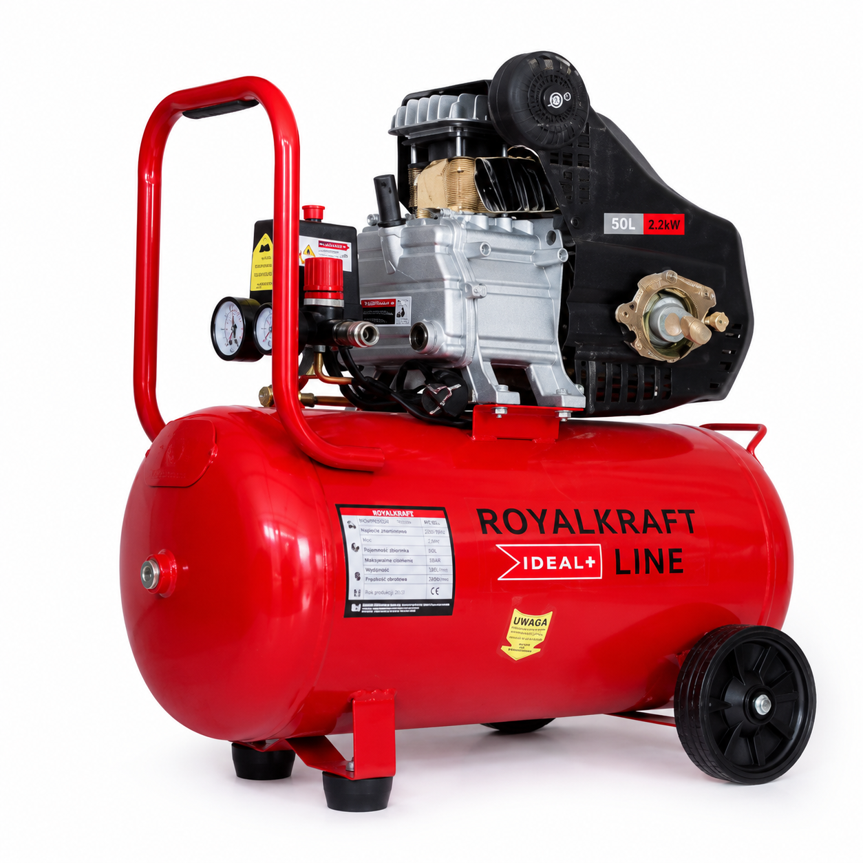RoyalKraft RT-50L direkt meghajtású légkompresszor – 50 L, 2,2 kW / 3 LE, 8 bar
