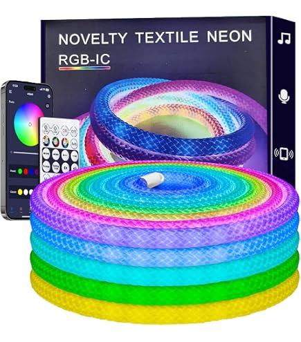 Textil Neon RGB-IC LED Szalag 5M – Okos Hangulatvilágítás App Vezérléssel
