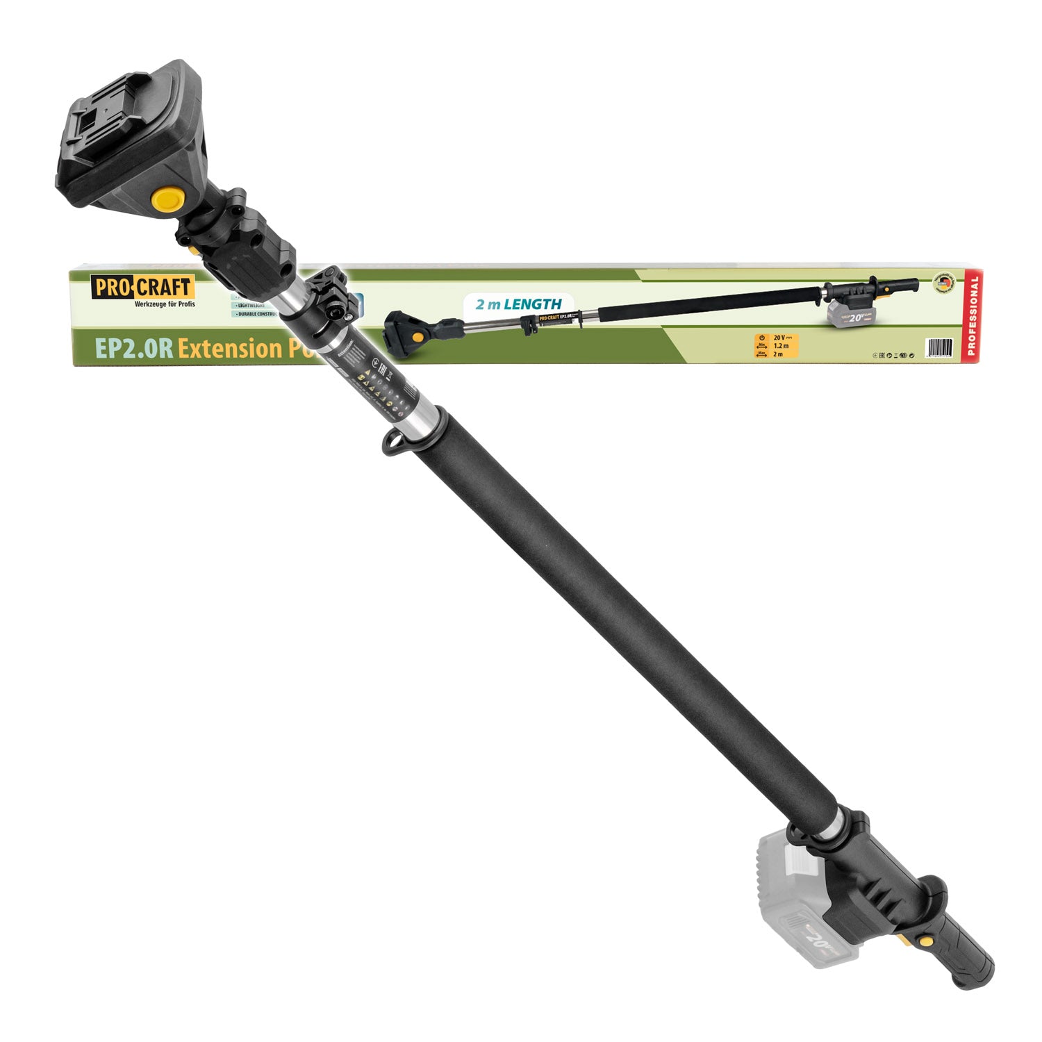 Procraft EP2.0R teleszkópos kerti hosszabbító nyél – 120–200 cm, forgatható fejjel