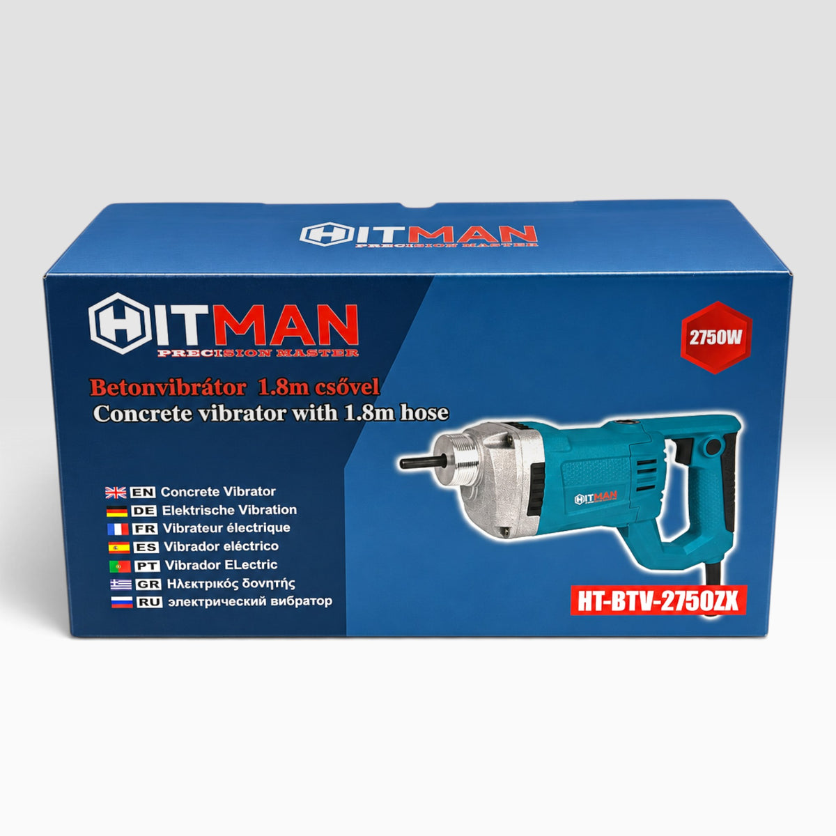 Hitman HT-BTV-2750ZX elektromos betonvibrátor 2750W, 1,8 m csővel, Ø32 mm fej