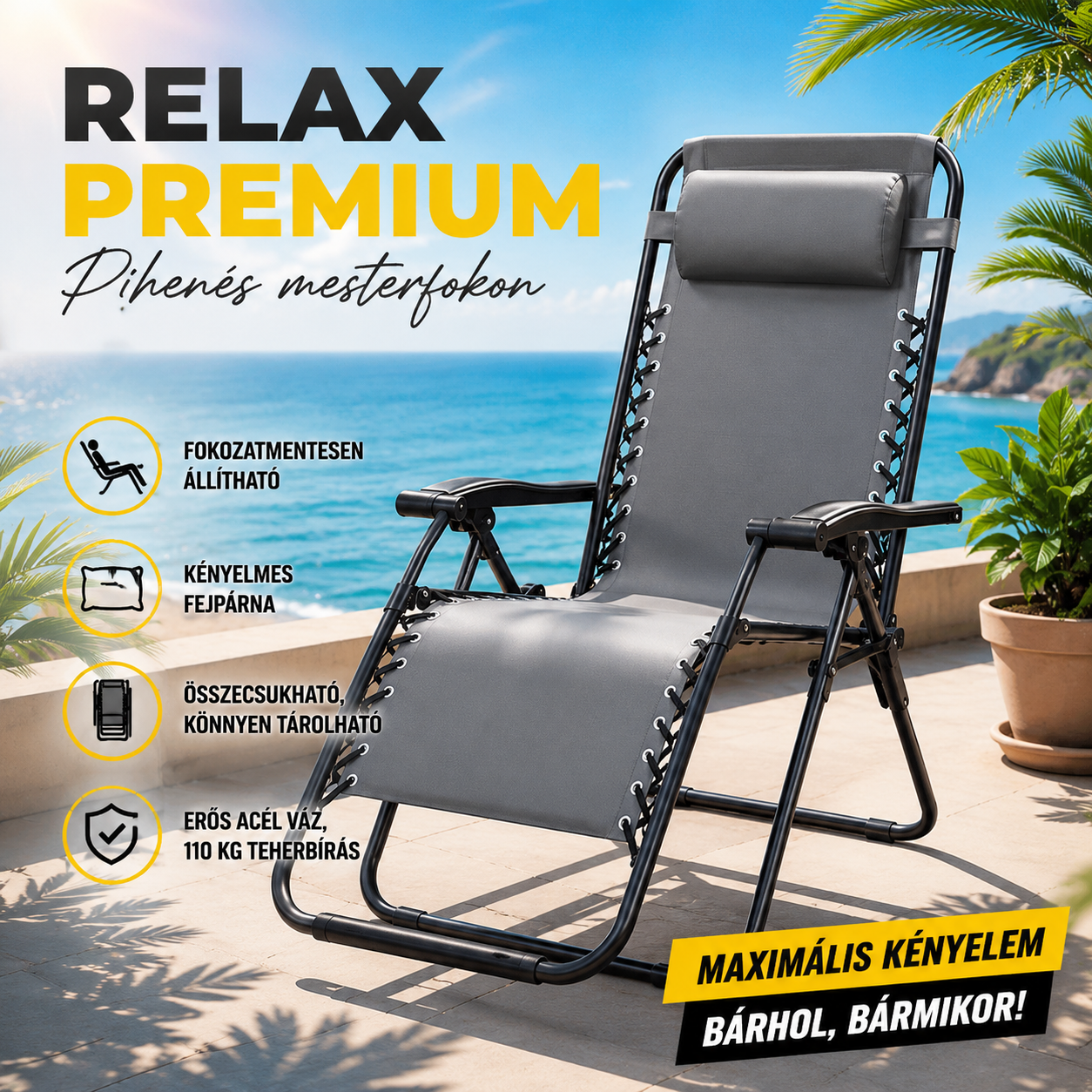 RelaxZero Gravity Premium Szürke Pihenőszék