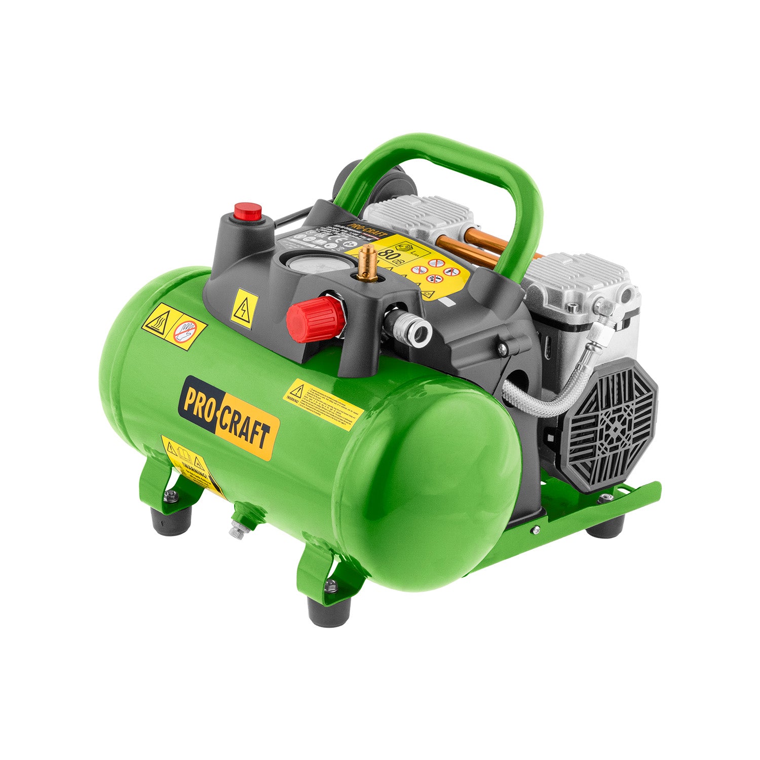 Procraft AC6 olajmentes, kétdugattyús kompresszor, 6 liter, 8 bar, 1100 W