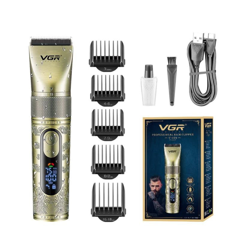 VGR V-659 Professzionális Hajvágó – Kerámia és porfém ötvözetű pengével, Zoom Wheel állítás, IPX7 vízálló, 6500–7500 RPM, 300 perc üzemidő