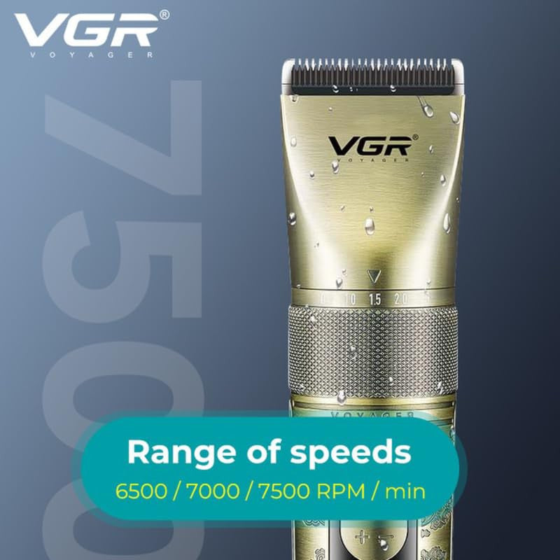 VGR V-659 Professzionális Hajvágó – Kerámia és porfém ötvözetű pengével, Zoom Wheel állítás, IPX7 vízálló, 6500–7500 RPM, 300 perc üzemidő